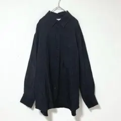 M178 ZARA ザラ　シワ加工長袖シャツ　黒　ブラック　Ｌ　モノクロ