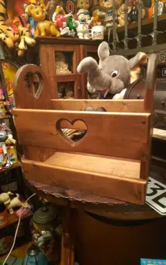 木製ハート型カントリーストレージラック