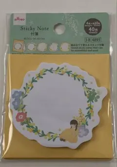 新品 ダイソー 組み立て使えるスタンド付箋 ミモザ 40枚 (4柄×各10枚)のサムネイル