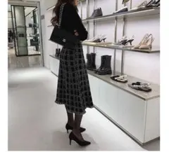 ニット素材ツィードフレアスカート