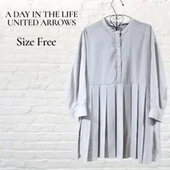 A DAY IN THE LIFE プリーツ切り替え チュニック ブラウス