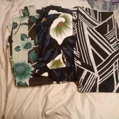 花柄・幾何学模様の浴衣　３枚