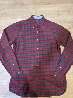 ラルフローレン　赤と緑のチェック柄ボタンダウンシャツ