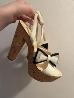 PRADA リボンコルクヒールサンダル