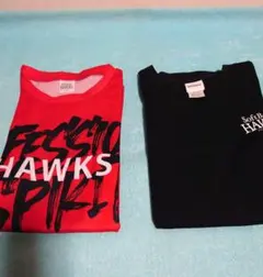 ホークスユニフォーム　牧原大成　Tシャツ、赤、もう1頂　Tシャツ 黒のおまけ付のサムネイル