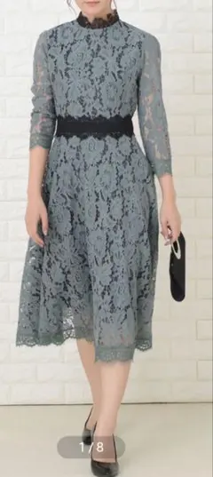 LACE LADIES レースレディース総レース パーティードレス モスグリーンのサムネイル