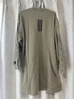 【美品】アディダス サイドボタン スウェットワンピース カーキ M