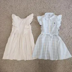 プチバトー 水色チェックワンピース 130cm H&Mワンピース 2点