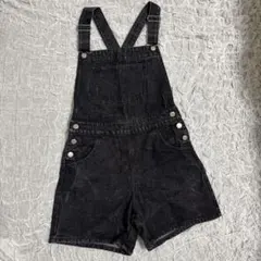 GRL ブラック デニム サロペット ショートパンツ