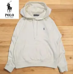 POLO ポロラルフローレン 現行QRタグ パーカー L 白 刺繍ポニー 前V