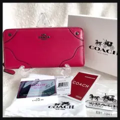 COACH 長財布 ピンク ストラップ付 ホースアンドキャリッジ - メルカリ