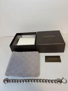 GUCCI チェーンブレスレット 燻し加工 GG 保存袋付き - メルカリ