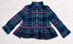 ポロラルフローレン　子供服　長袖チェックフリルシャツ　3T 100cm