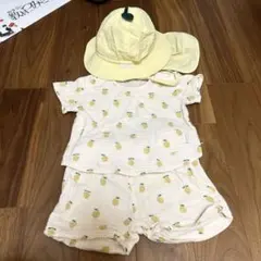 ゆず柄 Tシャツ・ショーツセット 帽子付き