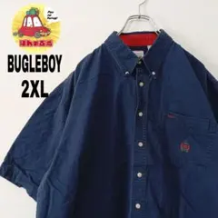 USA古着 BUGLEBOY COMPANY　半袖ボタンシャツ2XL　ネイビー