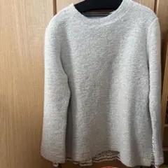 trois バックレース切替 長袖ニット ベージュ