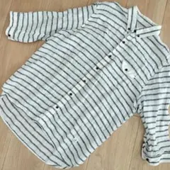 Mitsumine リネン ボタンダウン 半袖 シャツ ホワイト LL XLのサムネイル