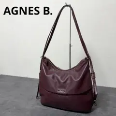 【希少】Agnes b アニエスベー　ショルダーバッグ レザー　マルーン色
