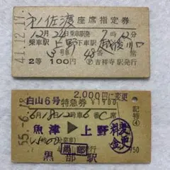 硬券切符 佐渡/白山【2等座席指定券/特急券2枚セット】のサムネイル