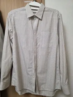 無印良品 ストライプ長袖シャツ ベージュ M