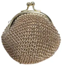 【ハンドメイド】ビーズ装飾のゴールドがま口