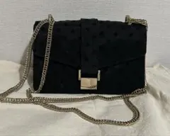 ZARA ドット柄 チェーンショルダーバッグ ブラックのサムネイル