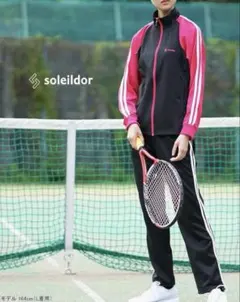 レディース ジャージ 上下セット ピンクブラックスポーツトレーニングウェア 4L