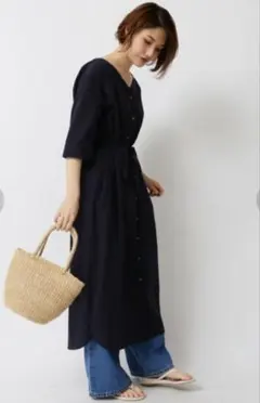 アースミュージックアンドエコロジー 羽織り シャツワンピース