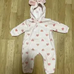 ピンク ハート模様 フリースロンパース