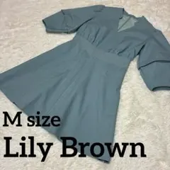 LilyBrownリリーブラウン　ボリュームスリーブワンピース　Vネック　春物