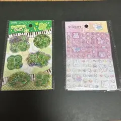 セリア　amifa クローバーカプセルシール、キラキラアニマルタイルシール