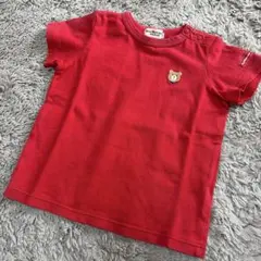 ミキハウス ホットビスケッツ 半袖Tシャツ 赤 ビーンズくん刺繍のサムネイル