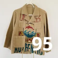 【美品】ベージュ ジャケット イルカプリント