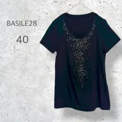 【BASILE28】　クルーネック　Tシャツ　ビジュー　華やか　高見え　半袖のサムネイル