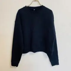 《UNIQLO》 ブラック クロップドスウェット 【XL】