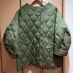 ミリタリー　オリーブグリーン キルティングジャケット M