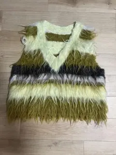 マルチボーダーファーニットジレ