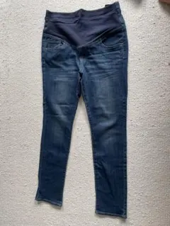 ブルー マタニティ デニムパンツ　L