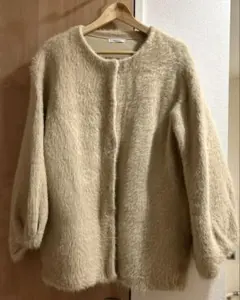 NOAHL-ノアル　シャギーコート ベージュ　ノーカラー