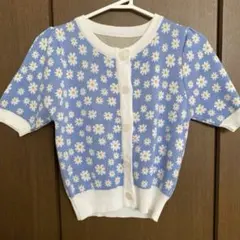 デイジー花柄ショート丈ニットカーディガン［at1601］