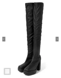 GRL 厚底スクエアトゥストレッチニーハイブーツ【ブラック】スナ系