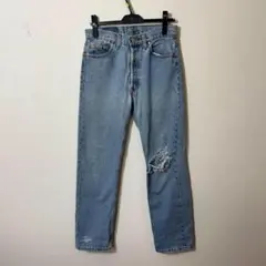 リーバイス501　メンズストレートデニムパンツ　ブルージーンズ　ダメージ加工