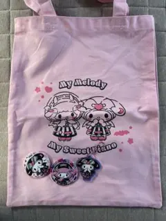 サンリオ　マイメロディ　マイスウィートピアノ　トートバッグ　缶バッジ　アクキー