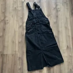 ブラックオーバーオールスカート　Mサイズ ブラックデニム
