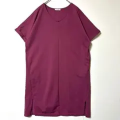 グラシア ワンピース風Vネックチュニック L ボルドー ゆったり Y