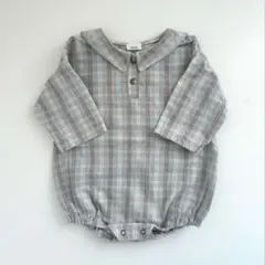 monbebeチェック柄ロンパース