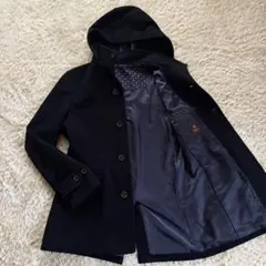 希少XL相当✨タケオキクチ　ウールコート　フード　ネイビー　サイズ4