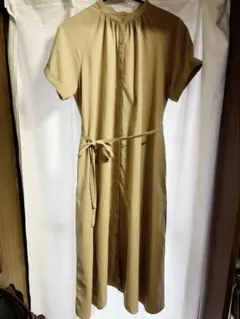 GU バンドカラーシャツワンピース 半袖 ベージュ