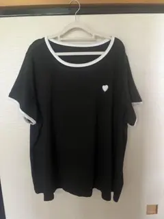 ハート刺繍 リンガーTシャツ ブラックのサムネイル