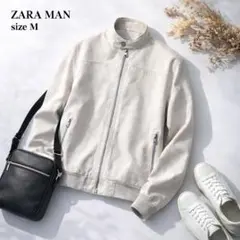 美品 ザラ ZARA MAN リネン ジャケット アイスグレー M 麻 ブルゾン
